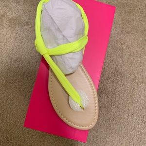 Neon yellow side strap sandals